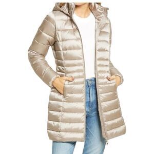 Save The Duck‎ Jacket S Pearl Removable Hood Iris Coat Zip Front Quilted Long